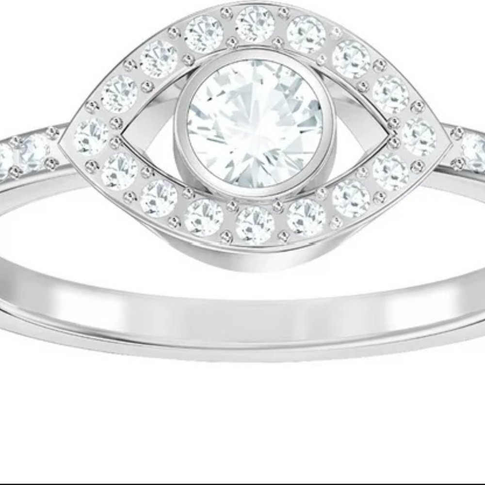 Swarovski Clear Crystal Luckily EVIL EYE Ring size 7